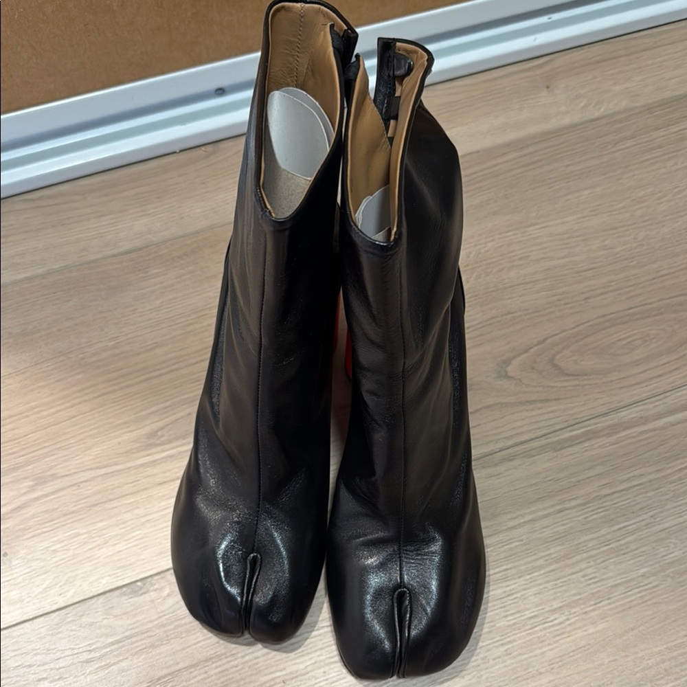 Maison Martin Margiela Black Heeled Boots with Square Toe